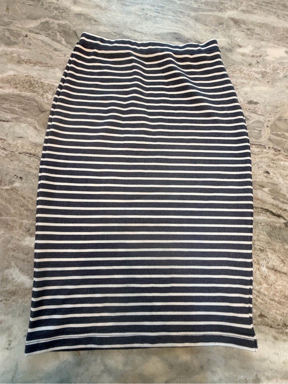 Copper Key Midi Pencil Skirt Medium Black White Striped Stretch Knit